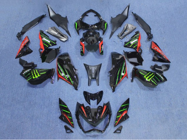 Mejores Carenados Moto Kawasaki Z800 2013-2018 - Negro Rojo Verde