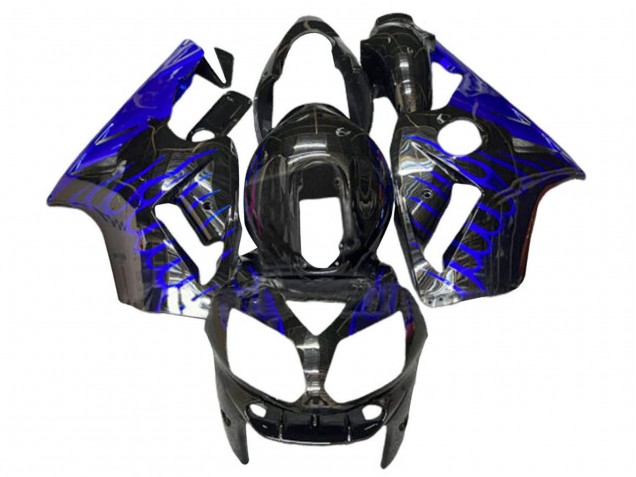 Mejores Carenados Moto Kawasaki ZX12R 2000-2001 - Negro Brillante Azul Llama
