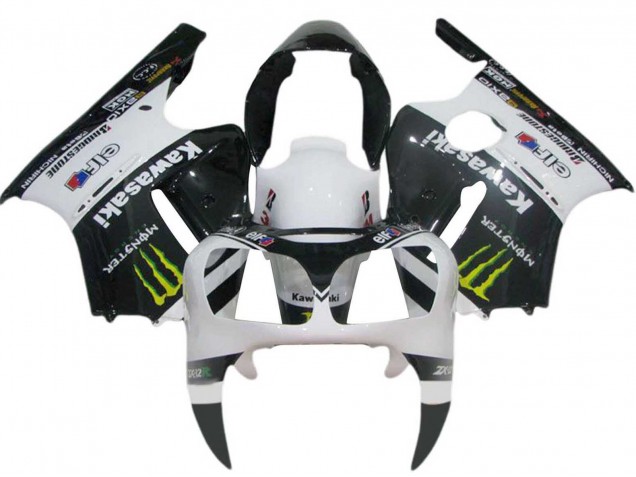 Mejores Carenados Moto Kawasaki ZX12R 2000-2001 - Blanco Negro Amarillo Elf Monstruo