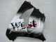 Mejores Carenados Moto Kawasaki ZX9R 2000-2001 - Negro Brillante Blanco West