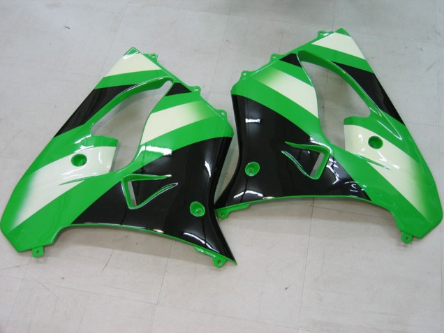 Mejores Carenados Moto Kawasaki ZX9R 2000-2001 - Verde Plata Negro