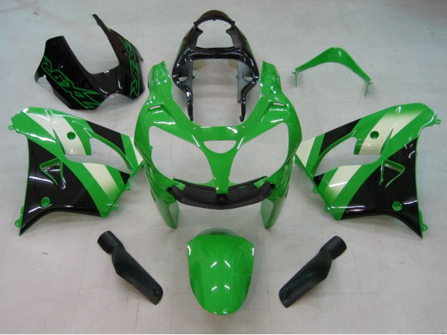 Mejores Carenados Moto Kawasaki ZX9R 2000-2001 - Verde Plata Negro