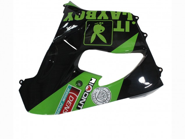Mejores Carenados Moto Kawasaki ZX9R 2000-2001 - Verde Negro Playboy DENSO