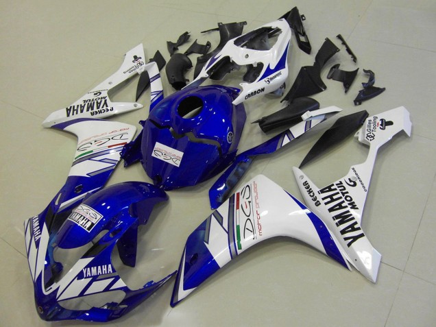 Mejores Carenados Moto Yamaha YZF R1 2007-2008 - Blanco Azul Becker Motul