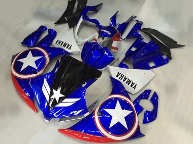 Mejores Carenados Moto Yamaha YZF R1 2009-2011 - Azul Blanco Rojo Negro Estrella Captain America