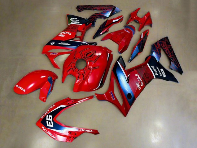Mejores Carenados Moto Honda CBR650R 2019-2020 - Rojo Blanco Azul Oscuro HRC Pull&Oso 93