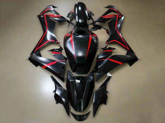 Mejores Carenados Moto Honda CBR650R 2021-2023 - Negro Brillante Rojo Raya