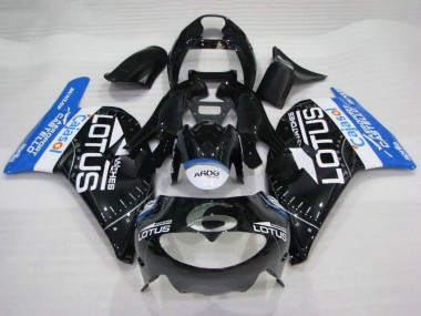 Mejores Carenados Moto Aprilia RS250 1995-1997 - Negro Brillante Blanco Azul Lotus