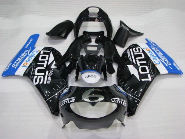 Mejores Carenados Moto Aprilia RS250 1995-1997 - Negro Brillante Blanco Azul Lotus
