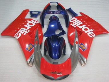 Mejores Carenados Moto Aprilia RS250 1995-1997 - Rojo Plata Azul Blanco