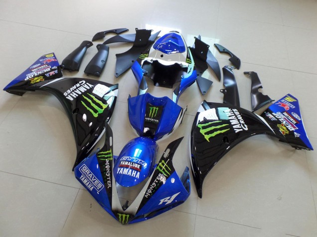 Mejores Carenados Moto Yamaha YZF R1 2009-2011 - Blanco Azul Negro Verde Monstruo Yamalube Graves