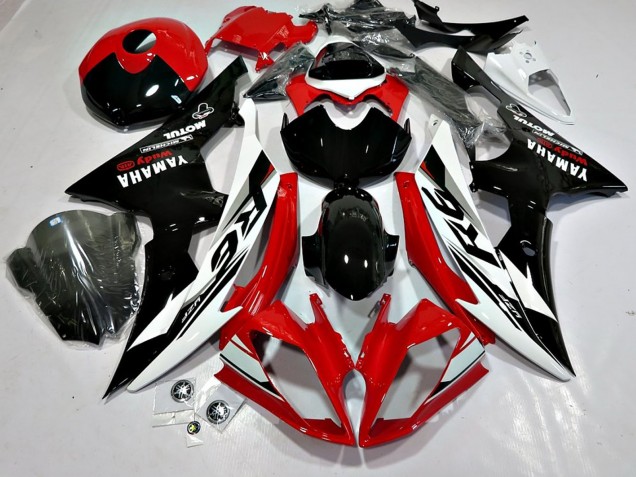 Mejores Carenados Moto Yamaha YZF 600 R6 2008-2016 - Blanco Rojo Negro Brillante Motul Michelin