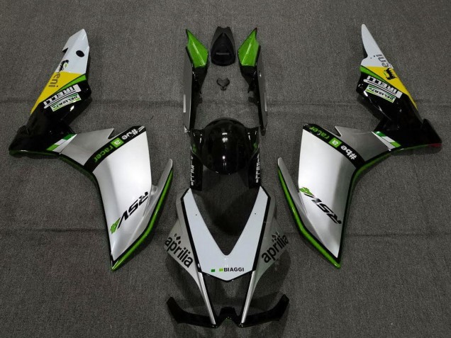 Mejores Carenados Moto Aprilia RSV4 1000 2009-2015 - Plata Negro Verde Amarillo