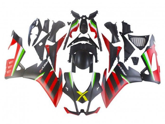 Mejores Carenados Moto Aprilia RSV4 1000 2009-2015 - Negro Mate Rojo Verde Raya