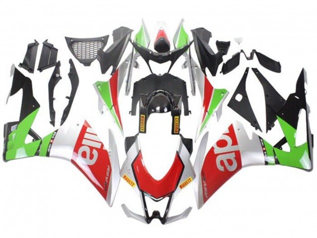 Mejores Carenados Moto Aprilia RSV4 1000 2009-2015 - Plata Rojo Verde