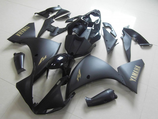 Mejores Carenados Moto Yamaha YZF R1 2009-2011 - Negro Brillante Negro Mate Oro Calcomanías