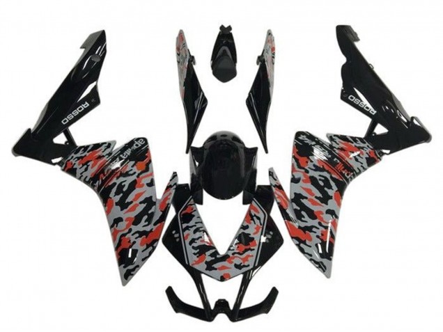 Mejores Carenados Moto Aprilia RSV4 1000 2009-2015 - Negro Gris Rojo Camouflage