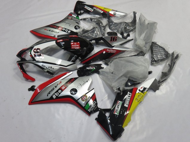 Mejores Carenados Moto Aprilia RSV4 1000 2009-2015 - Plata Rojo Negro Amarillo