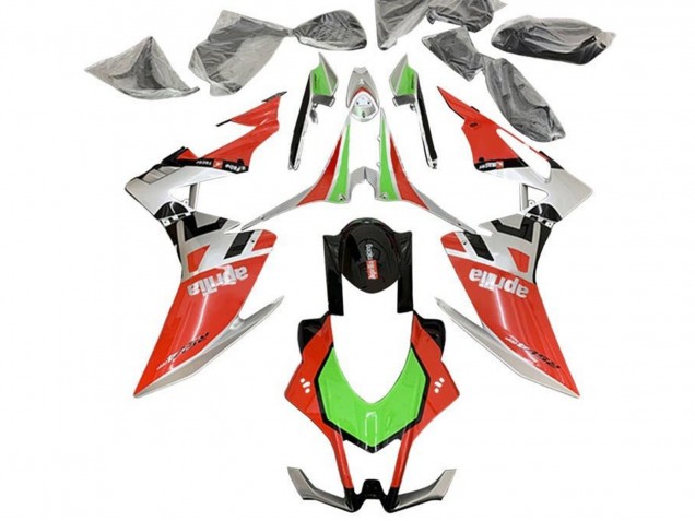 Mejores Carenados Moto Aprilia RSV4 1000 2016-2020 - Rojo Plata Negro Verde