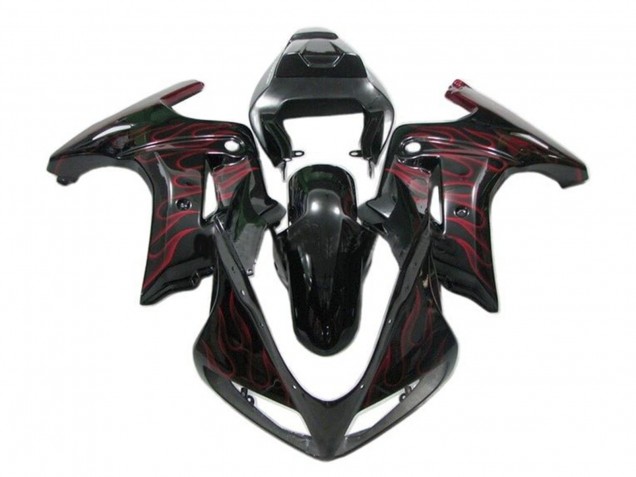 Mejores Carenados Moto Suzuki SV650 2003-2013 - Negro Brillante Rojo Llama
