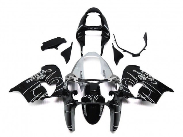 Mejores Carenados Moto Kawasaki ZX9R 2002-2003 - Negro Brillante Blanco Corona Extra