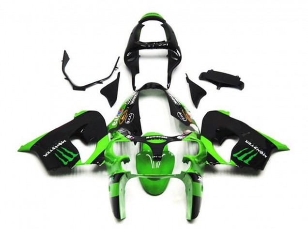 Mejores Carenados Moto Kawasaki ZX9R 2002-2003 - Verde Negro Monstruo