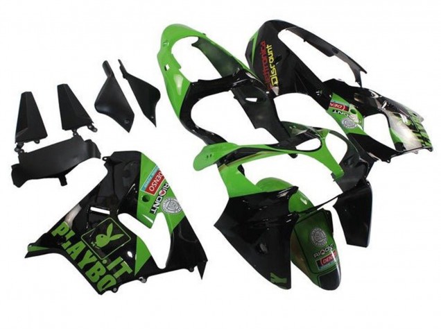 Mejores Carenados Moto Kawasaki ZX9R 2002-2003 - Verde Negro Playboy