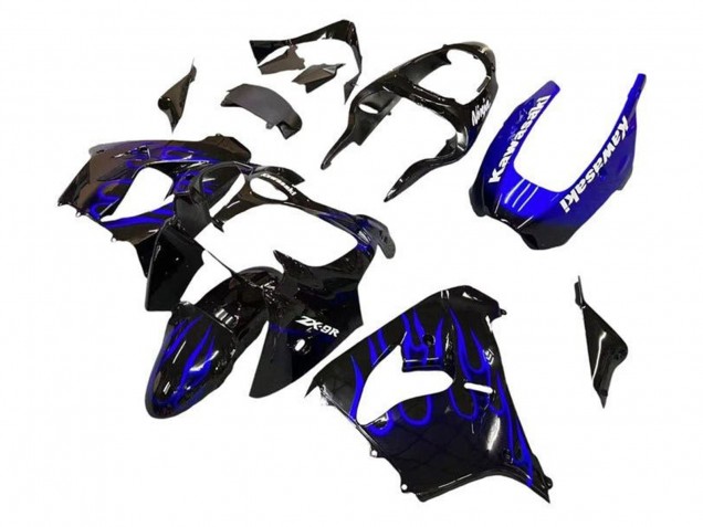 Mejores Carenados Moto Kawasaki ZX9R 2002-2003 - Negro Blanco Azul Llama