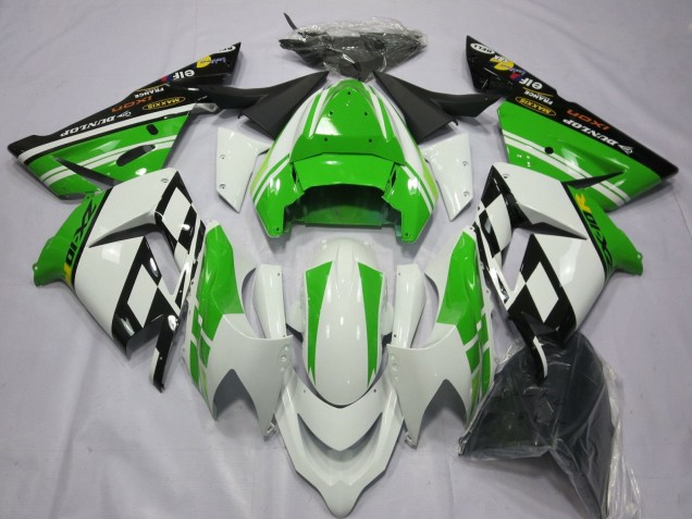 Mejores Carenados Moto Kawasaki ZX10R 2004-2005 - Blanco Verde