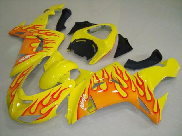 Mejores Carenados Moto Kawasaki ZX10R 2006-2007 - Amarillo Naranja Llama