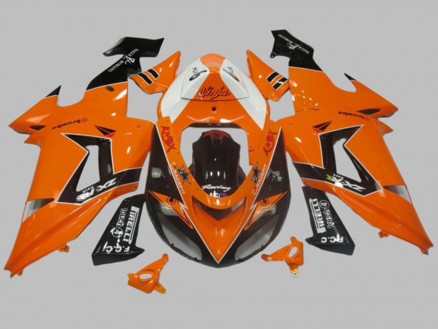 Mejores Carenado Moto Kawasaki ZX10R 2006-2007 - Naranja Blanco Negro Carrera Elf