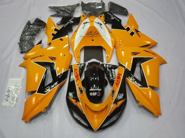 Mejores Carenados Moto Kawasaki ZX10R 2006-2007 - Naranja Blanco Negro Carrera Elf