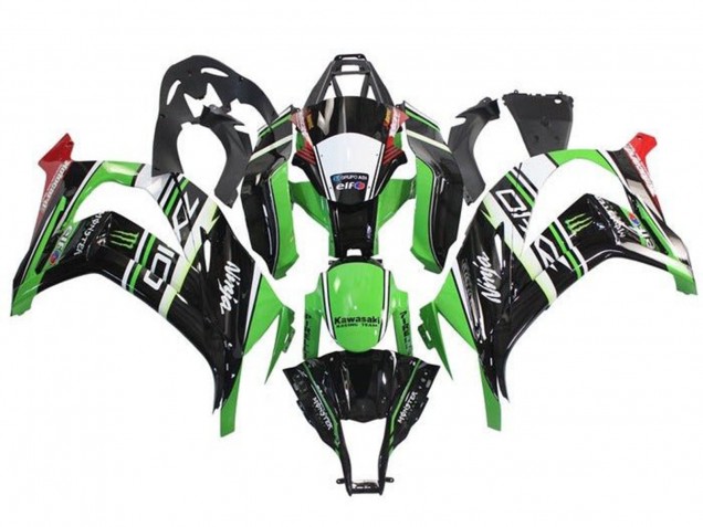 Mejores Carenados Moto Kawasaki ZX10R 2011-2015 - Verde Negro Blanco Rojo Raya Monstruo