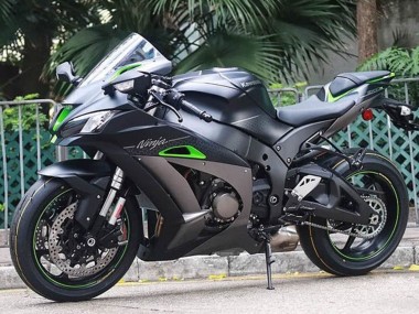Mejores Carenados Moto Kawasaki ZX10R 2016-2020 - Negro Mate Verde Plata