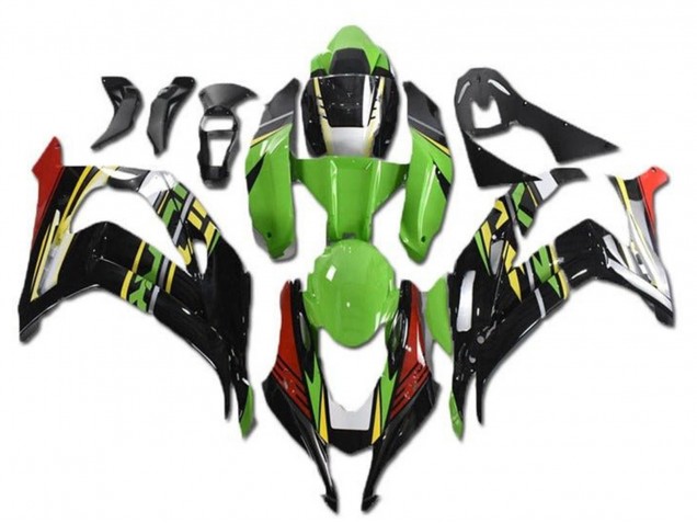 Mejores Carenados Moto Kawasaki ZX10R 2016-2020 - Verde Rojo Amarillo Negro