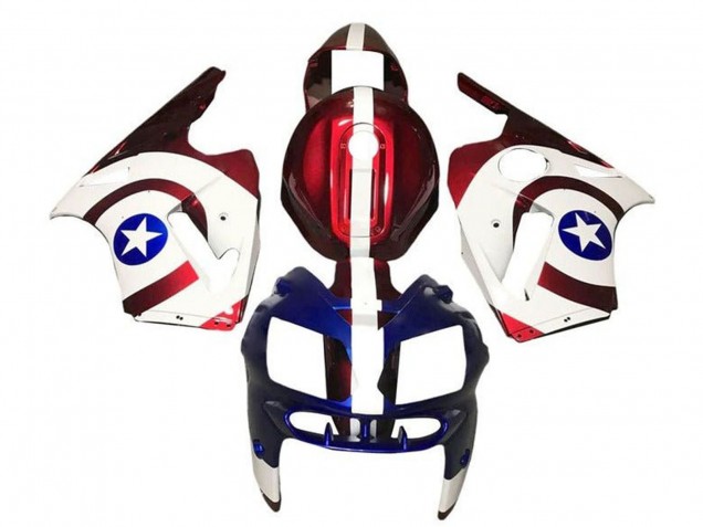 Mejores Carenados Moto Kawasaki ZX12R 2000-2001 - Rojo Caramelo Blanco Azul Captain America