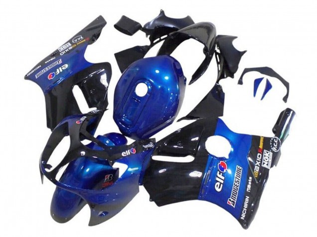 Mejores Carenados Moto Kawasaki ZX12R 2002-2006 - Azul Negro Brillante Elf Bridgestone