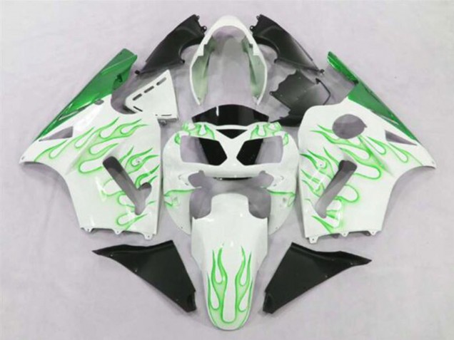 Mejores Carenados Moto Kawasaki ZX12R 2002-2006 - Blanco Verde Llama