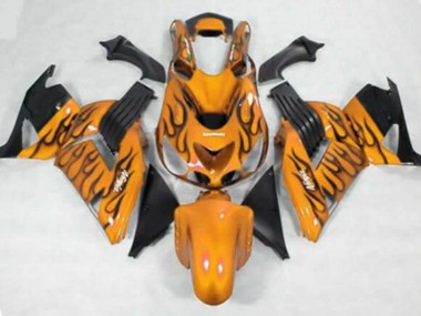 Mejores Carenados Moto Kawasaki ZX14R ZZR1400 2006-2011 - Naranja Negro Llama