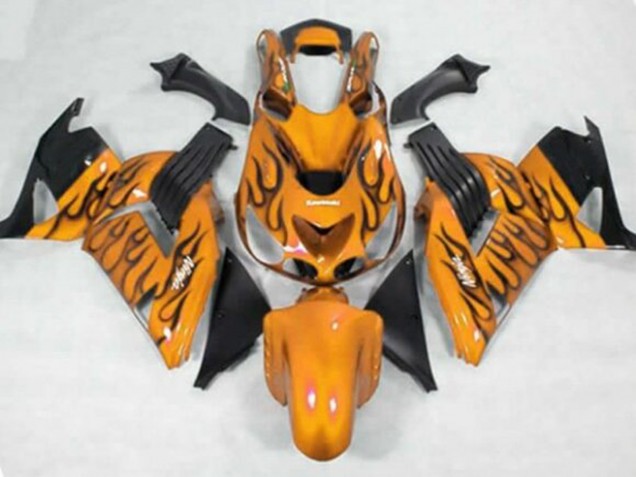 Mejores Carenados Moto Kawasaki ZX14R ZZR1400 2006-2011 - Naranja Negro Llama