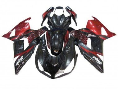Mejores Carenados Moto Kawasaki ZX14R ZZR1400 2006-2011 - Rojo Negro Brillante Blanco Calcomanía