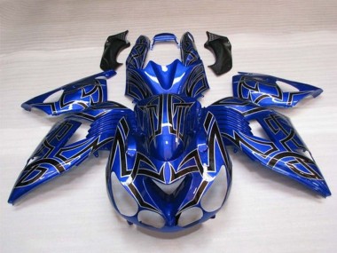Mejores Carenados Moto Kawasaki ZX14R ZZR1400 2006-2011 - Azul Negro Plata Tribal