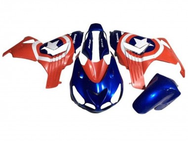 Mejores Carenados Moto Kawasaki ZX14R ZZR1400 2006-2011 - Azul Rojo Blanco Estrella Captain America
