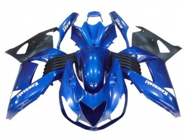 Mejores Carenados Moto Kawasaki ZX14R ZZR1400 2006-2011 - Azul Negro Blanco Calcomanía