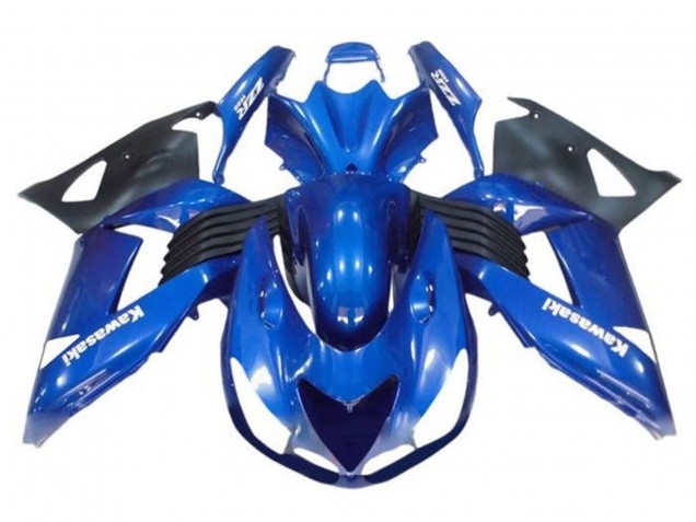 Mejores Carenados Moto Kawasaki ZX14R ZZR1400 2006-2011 - Azul Negro Blanco Calcomanía