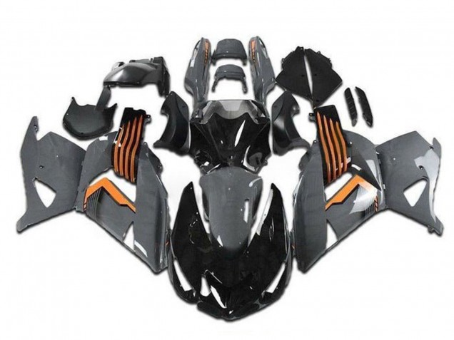Mejores Carenados Moto Kawasaki ZX14R ZZR1400 2006-2011 - Gris Naranja Negro