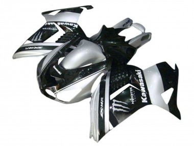 Mejores Carenados Moto Kawasaki ZX14R ZZR1400 2006-2011 - Plata Negro Monstruo