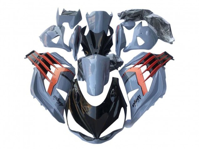 Mejores Carenados Moto Kawasaki ZX14R ZZR1400 2012-2024 - Azul Claro Naranja Negro