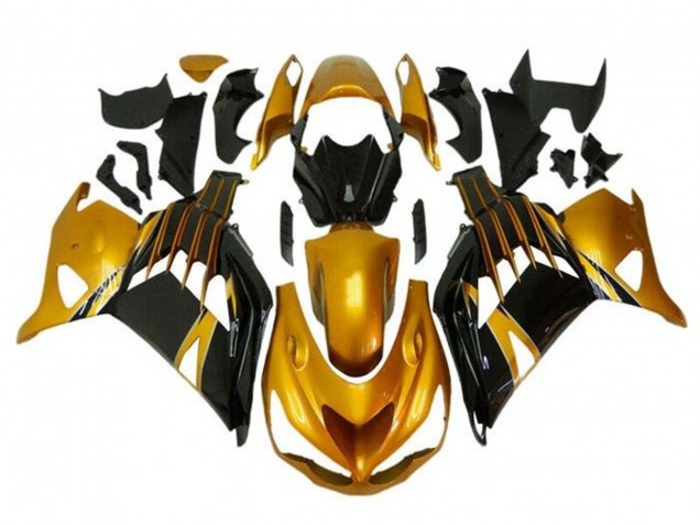 Mejores Carenados Moto Kawasaki ZX14R ZZR1400 2012-2024 - Oro Negro Brillante
