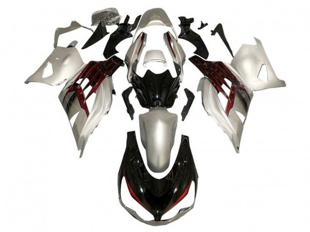 Mejores Carenados Moto Kawasaki ZX14R ZZR1400 2012-2024 - Plata Negro Brillante Rojo